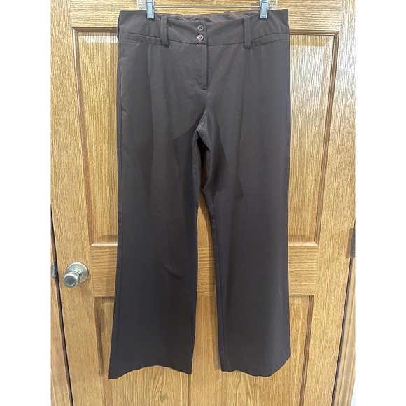 Iz Byer California Pants - Cambridge Women's Brown Pants Juniors Flat Front Button Zip Straight Leg